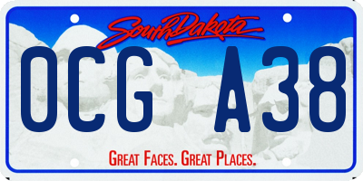 SD license plate 0CGA38