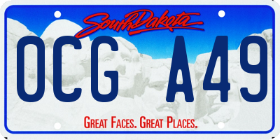 SD license plate 0CGA49