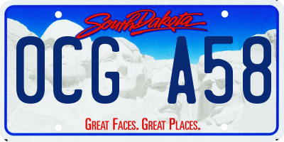 SD license plate 0CGA58