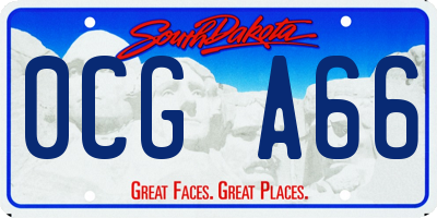 SD license plate 0CGA66