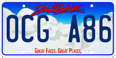 SD license plate 0CGA86