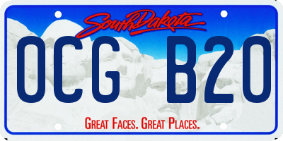 SD license plate 0CGB20