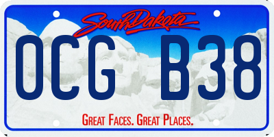 SD license plate 0CGB38
