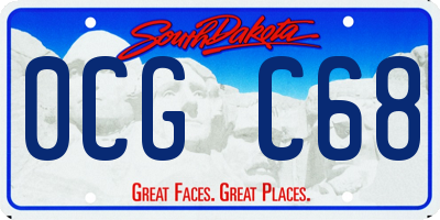 SD license plate 0CGC68