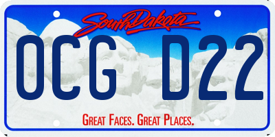 SD license plate 0CGD22