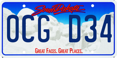 SD license plate 0CGD34