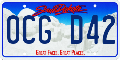 SD license plate 0CGD42