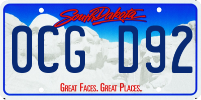SD license plate 0CGD92