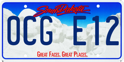 SD license plate 0CGE12
