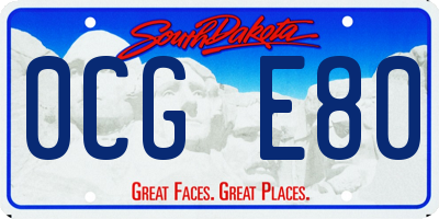 SD license plate 0CGE80