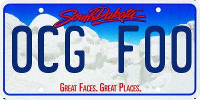 SD license plate 0CGF00