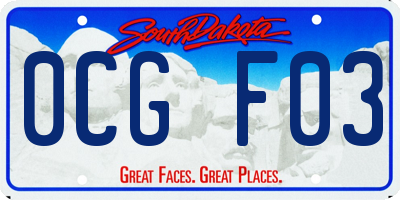 SD license plate 0CGF03