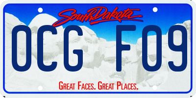 SD license plate 0CGF09