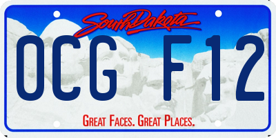 SD license plate 0CGF12