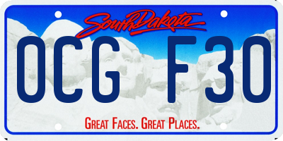SD license plate 0CGF30