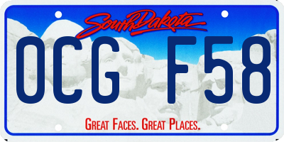 SD license plate 0CGF58