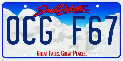 SD license plate 0CGF67