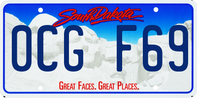 SD license plate 0CGF69