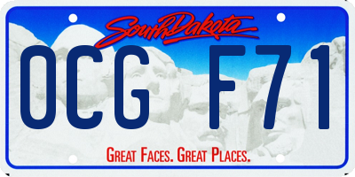 SD license plate 0CGF71