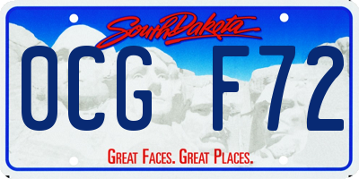 SD license plate 0CGF72