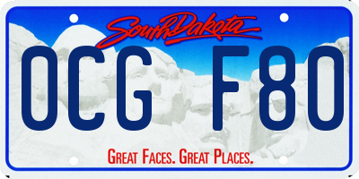 SD license plate 0CGF80