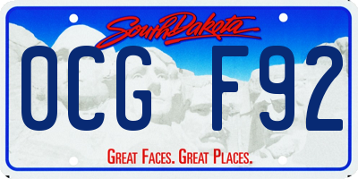 SD license plate 0CGF92