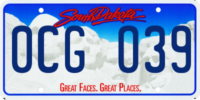 SD license plate 0CGO39