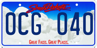 SD license plate 0CGO40