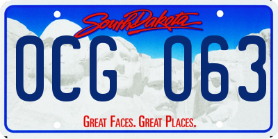 SD license plate 0CGO63