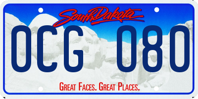 SD license plate 0CGO80