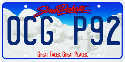 SD license plate 0CGP92