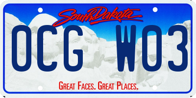 SD license plate 0CGW03