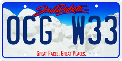 SD license plate 0CGW33