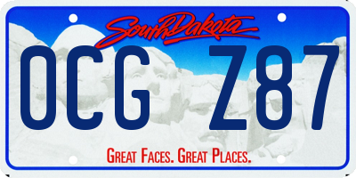 SD license plate 0CGZ87