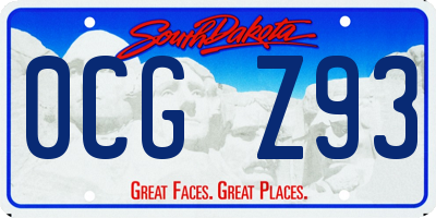 SD license plate 0CGZ93