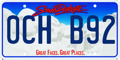 SD license plate 0CHB92