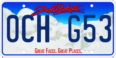 SD license plate 0CHG53