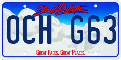 SD license plate 0CHG63
