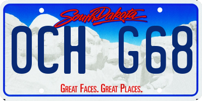 SD license plate 0CHG68