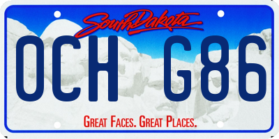 SD license plate 0CHG86