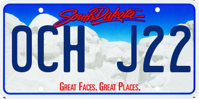 SD license plate 0CHJ22