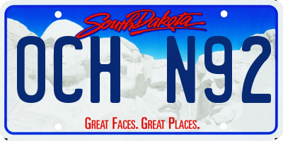 SD license plate 0CHN92