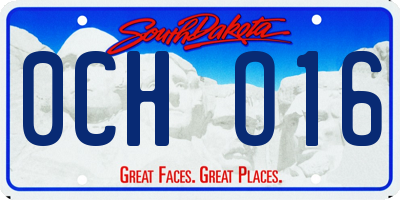 SD license plate 0CHO16