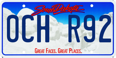 SD license plate 0CHR92