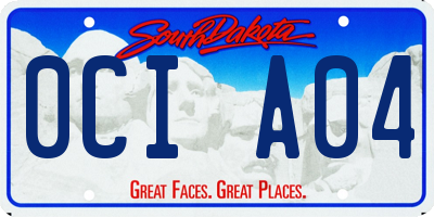 SD license plate 0CIA04