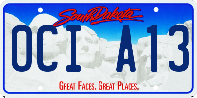 SD license plate 0CIA13