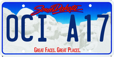 SD license plate 0CIA17