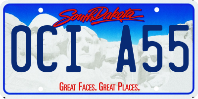 SD license plate 0CIA55