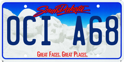 SD license plate 0CIA68