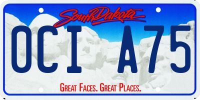 SD license plate 0CIA75
